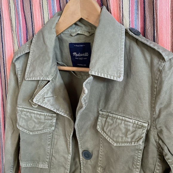 Madewell Army Green Button-Down Jacket | Size XS | Canvas Cotton - Picture 4 of 8